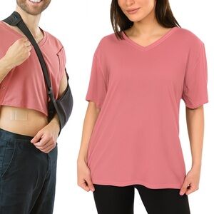 Inspired Comforts Surgery Recovery Shirt Left & Right Side Snap Access V Neck